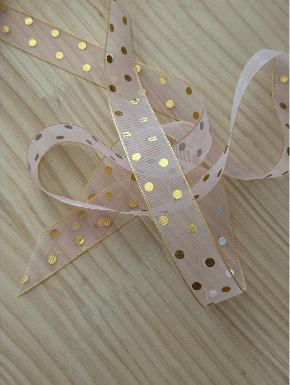20Yds 0.9" Gold Polka Dot Sheer Organza Ribbon Trim, Hair Bow DIY Wholesale